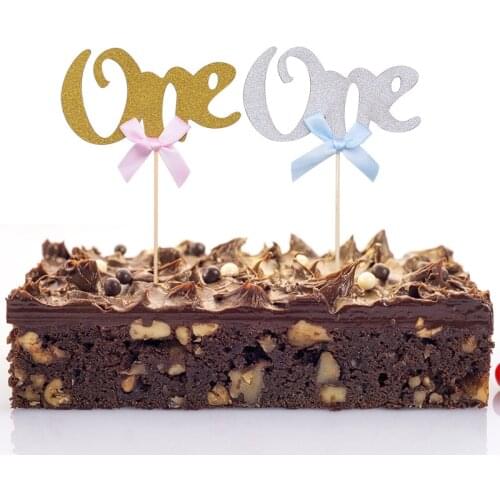 10pcs Paper One Cake Topper Glitter 1st Birthday Party Cupcake Toppers Flags Baking Dessert Decoration Birthday Party Supplies