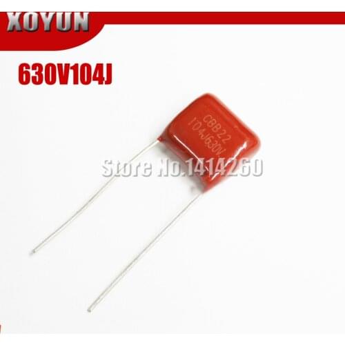 10pcs/lot CBB22 630V104J 100NF 0.1UF Pitch 10MM 104J 630V CBB Polypropylene film capacitor