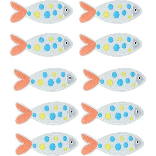 10pcs fish badges patches for kids clothing iron embroidered patch applique iron sew on patch sewing accessories for DIY clothes