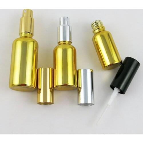 200 X High Quality Refillable Gold Glass Bottle With Gold Black Silver Sprayer 30ml 50ml 100ml 1OZ White Glass Containers
