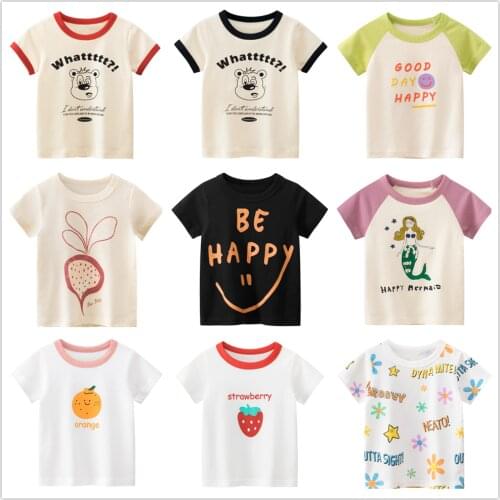 2021 Kids Girls Tee Clothes 100% Cotton Rabbit Bus Cartoon Short Sleeve T-Shirts Children Girls Top Baby Summer Tops Clothing