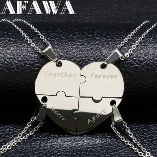2021 Best Friend Stainless Steel Necklaces & Pendants for Women Heart Silver Color Statement Necklace Jewelry collares N421S01