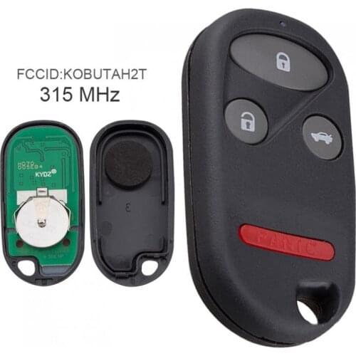 3 Buttons 315MHz Keyless Uncut Flip Remote Car Key Fob KOBUTAH2T for 1998 1999 2000 2001 2002 Honda Accord