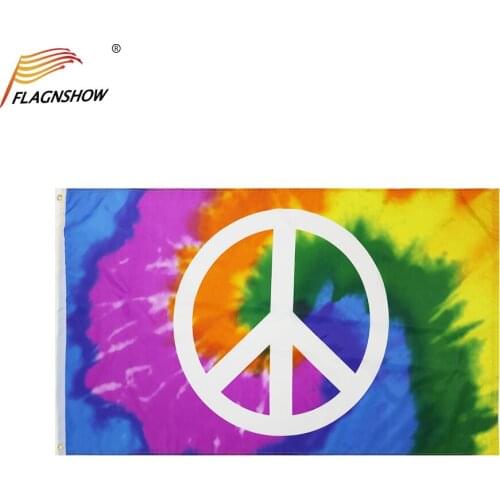 3x5 Ft Tie Dye Peace Sign Flag Outdoor Garden Decor Porch Lightweight Flag