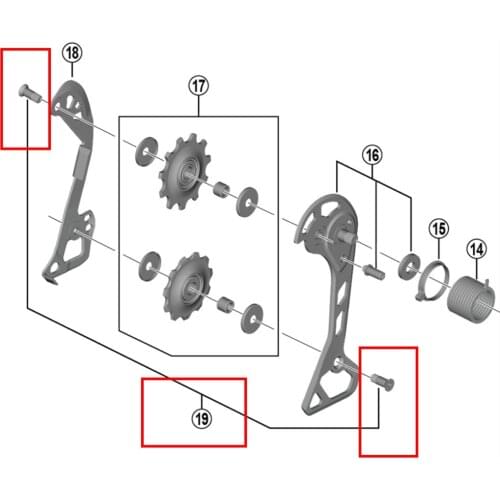Shimano rear derailleur Pulley Bolt 2 pcs Y50J98070 Y5V598140 Y3HR98050