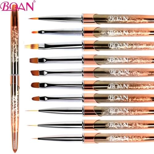 BQAN 1 PC Rose Gold Nail Art Brush UV Gel Brush Nail Brush Line Painting Brushes Nails Crystal Acrylic Liner Drawing Pen Tools