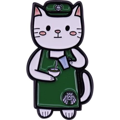 The Purrista - Enamel Pin Adorable Cats and Coffee Waiter Brooch Funny accessory for any of you sbux and kitty lovers