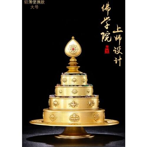 HOME shrine altar worship Buddhism safe protection GOOD LUCK Eight Auspicious Symbols of Buddhism COPPER Gemstone Manza plate L