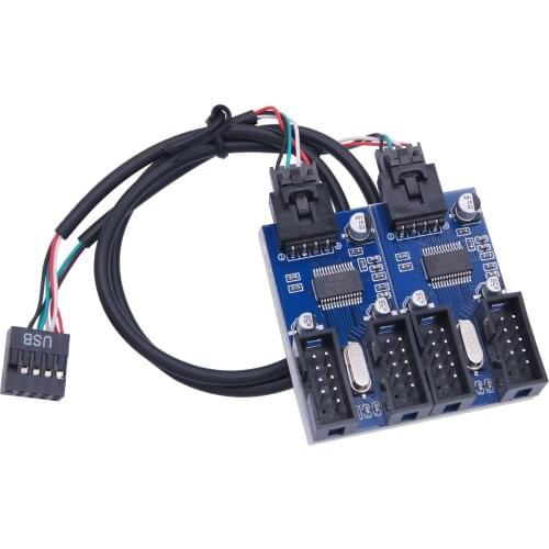 Motherboard 9-pin USB header multiplier 4-port male socket 9PIN female 1 drag 4 expansion card splitter one point two four