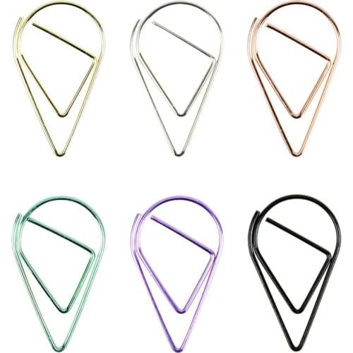 Metal Material Drop Shape Paper Clips Gold Silver Mini Bookmark Binder Clip For School Office Supply Stationery Notes Photo Clip