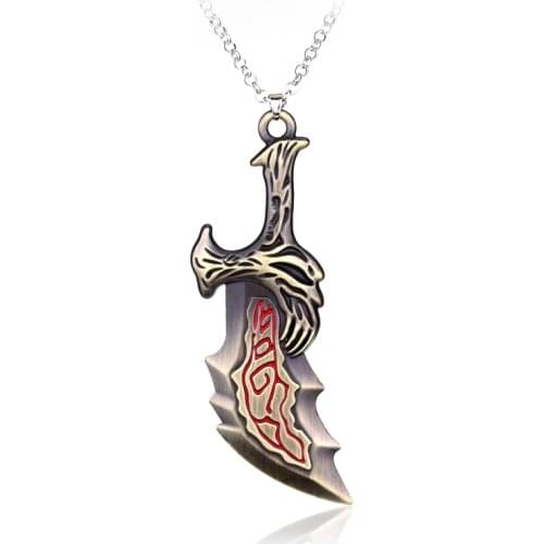 Dongsheng Fashion Game God Of War Necklace Sword OLYMPUS KRATOS Blades of Chaos Dota 2 Necklace Jewelry Classic Weapons Necklace