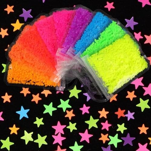 2gBags DIY Fashion Fluorescence Star Shape Sequins for Nails Design Manicure 3D Accesoires Nail Art Decoration bags