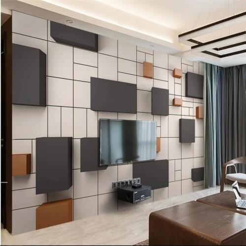Wellyu 3d three-dimensional modern new Chinese cube brick wall TV background wall custom large mural green wallpaper