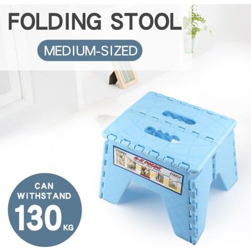 Plastic Childrens Stools Portable Foldable Collapsible Stool Strong and durable Maximum load 130KG Blue or Pink Can Optional M