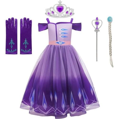 Elsa Dress for Little Girl Snow Queen Fancy Dress Purple Mesh Ball Gown Dresses Children Chritmas Party Cosplay Clothes