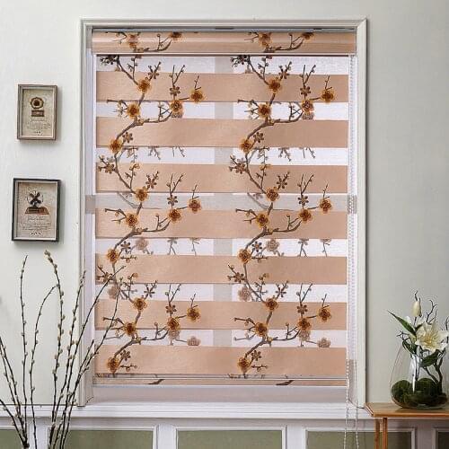 3D Luxury European Roman Blinds Rollers Tulle/Sheer Window Treatments/Curtains For Hotels/villas Free Shipping Flowers Pink