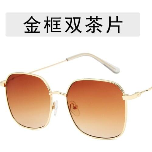 New fashion Popular Personality Big Square Sunglasses Men Women Retro Metal Frame Eye Yellow Red Vintage Tiny Female Sun Glasses