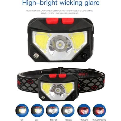 LED Head Torch Flashlight Worklight USB Rechargeable Waterproof Headlamp 38x63x43mm