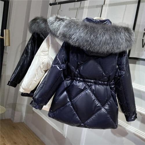2021 90% White Duck Down Parka Jacket Women New Winter Down Coat Female Real Fox Fur Collar Down Thick Warm Outerwear X463