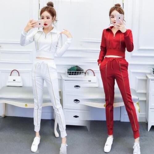Women 2021 Spring Autumn 2 Pieces Set Female Solid Sweatshirt Set Casual Long Sleeve Tops and Pants Tracksuit Suit Outfits C358