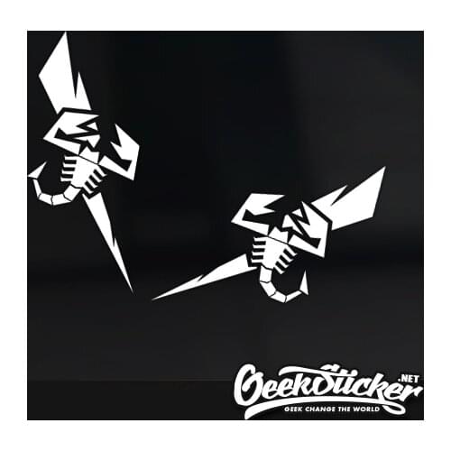1Pair Lightning Scorpion Logo C Pillars Cover Reflective Decal For Fiat 500 Abarth 595 695 Car Stickers And Decals Accessories