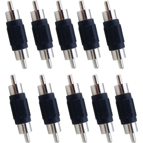 10pcs RCA Phono AV Coupler MALE to MALE Audio Video Gender Changer Adaptor