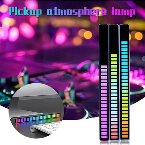 32 LED Voice Control Rhythm Environment Light RGB Audio Pickup Color Spectrum Sensor Light Signal Rhythm Music Pulse Bar LE F7O7