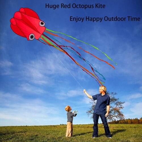4M Giant Octopus Kite Beach Kite with Long Colorful Tail with 100-Meter Wire Outdoor Sports Entertainment Flying Tool