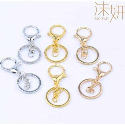 5Pcs / Lot Ring 25mm Long Keychain 63mm Lobster Clasp Hook Key Keychains For Jewelry Making Finding DIY Keychains Accessories