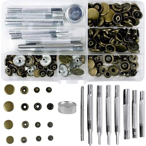 50 Set 4 Sizes Leather Rivets Single Cap Rivet Tubular Metal Studs With 9 Pieces Fixing Tool For Diy Leather Craft, Rivets Repla
