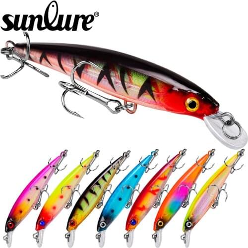 8pc/Lot sunlure Hard Floating Minnow 9cm-3.54" Painting Fishing lure 7.2g-0.25oz Hard Bait Fishing Tackle Treble Hook New