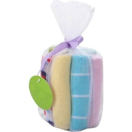 8pcs/pack small square soft cute cartoon/strip/solid baby towel handkerchief infant Kid children feeding bathing face washing
