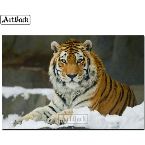 ARTBACK Square / round animal full diamond painting tiger diy 5d diamond art landscape mosaic embroidery crafts sticker