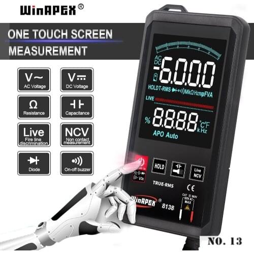 Automatic Digital Multimeter Touch Screen Multimeter 6000 Counts Intelligent Scanning AC DC Measurement NCV True RMS Measurement