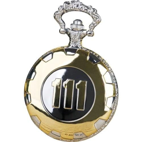 Antique Quartz Pocket Watch Silver Gold Game Fallout 4 Vault 111 Steampunk Women Man Necklace Pendant
