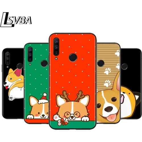 Corgi Dog Cute Cartoon for Huawei Honor 30 20S 20 10i 9S 9A 9C 9X 8X 10 9 Lite 8A 7C 7A Pro Phone Case Black Cover