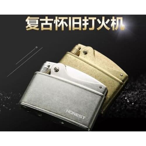 HONEST Retro metal nostalgic Kerosene gasoline petroleum oil cigarette lighter Grinding wheel Press the ignition Smoking GIFT