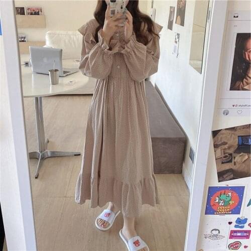 Home Wear Dress Autumn And Winter New Ladies Night Gown Fashion Loose Casual Night Skirt Bathrobe Comfortable Sexy Nightwear