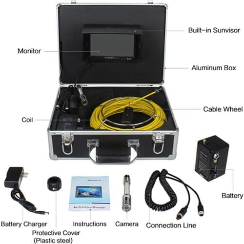 7inch Pipeline Endoscope With 20M Cable 23mm Inspection Camera Head HD Drain Sewer Pipe Inspection Video Camera 12pcs LEDS