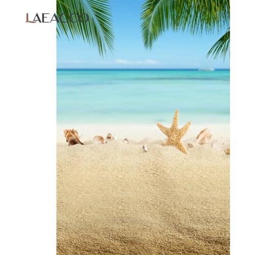 Tropical Sea Beach Sand Starfish Shell Coral Palms Tree Baby Party Portrait Photography Backgrounds Photo Backdrops Photo Studio
