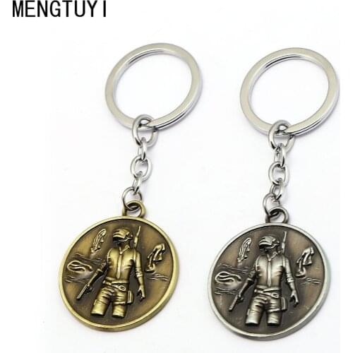 HF Game Jewelry PUBG Playerunknowns Battlegrounds Keychain Metal Round Key Chain Ring Holder Men Gift Accessory Figure Chaveiro