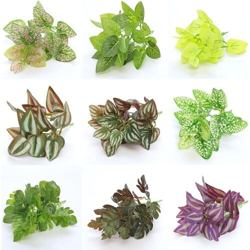 Artificial Evergreen Leaves Watermelon Potato Turtle Leaf Bouquet Greenery Plant For Wedding Party Table Decoration