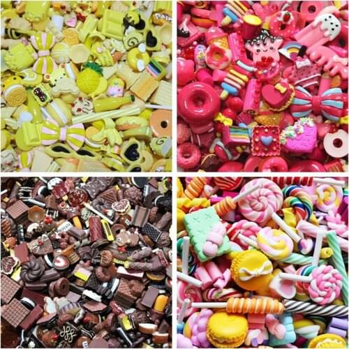 Julie Wang 10PCS Resin Charms Random Mixed Artificial Food Fruit Flower Animal Christmas Jewelry Making Accessory Decor