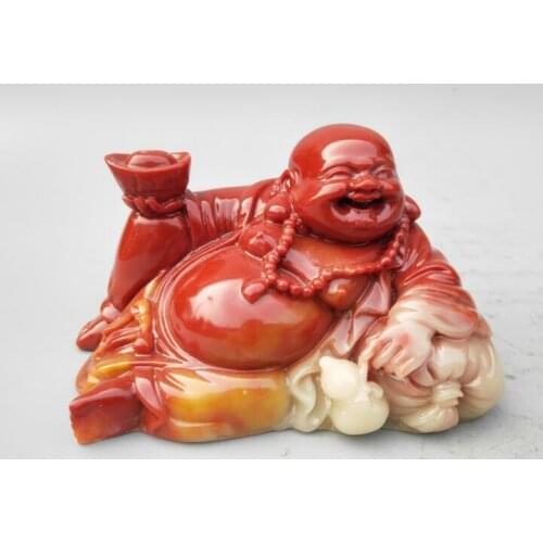 Collectible Chinese Shoushan Stone Maitreya Buddha Statue Big