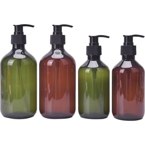 300/500ml Pump shampoo Containers For Body Lotion Shower Gel Lotion Jars Amber Plastic Empty Squeeze Bottle With Black Lotion