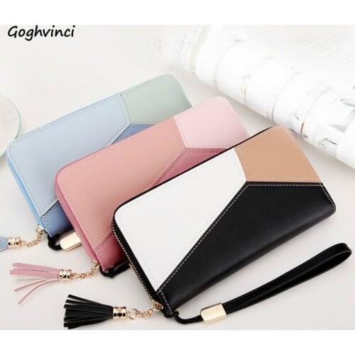 Wallets Women Tassel Patchwork Chic Elegant Fashion Zipper High Quality All-match Long Purse Card Holder Womens Money Bag Clutch