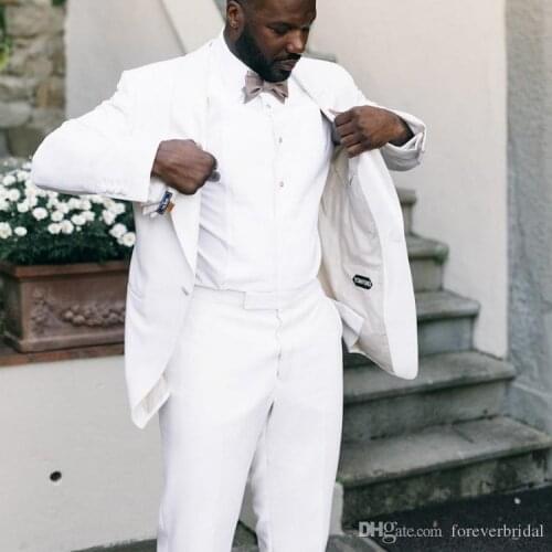 Handsome White Groom Wedding Tuxedos Slim Fit Two Pieces Shawl Lapel Mens Pants Suits High Quality Designer (Jacket+Pants)