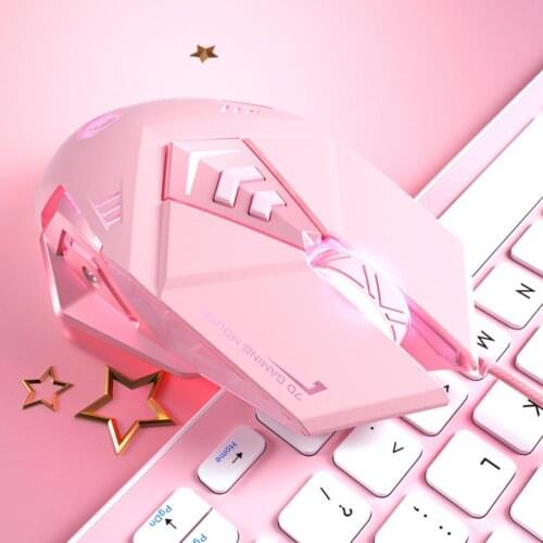 Pink Color Electroplating Gaming Mouse 3200DPI 4 Speed Colorful LED Backlight Wired Cute Girl Mechanical Silent Mouse