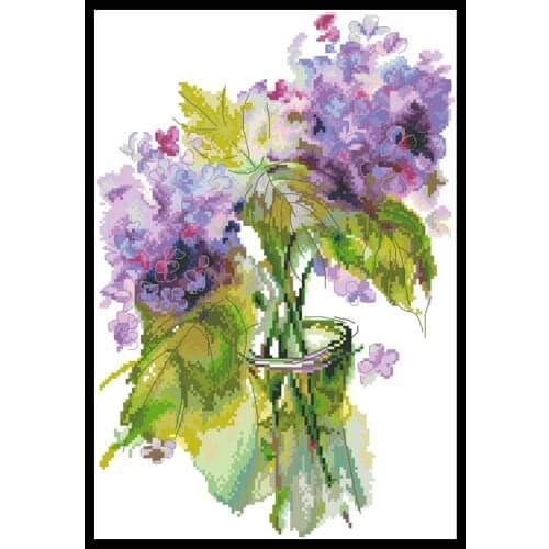 Beautiful Hydrangea Cross Stitch Kits Flowers Patterns Printed Canvas Embroidery Needlework Sets 11CT 14CT DIY Crafts Home Decor