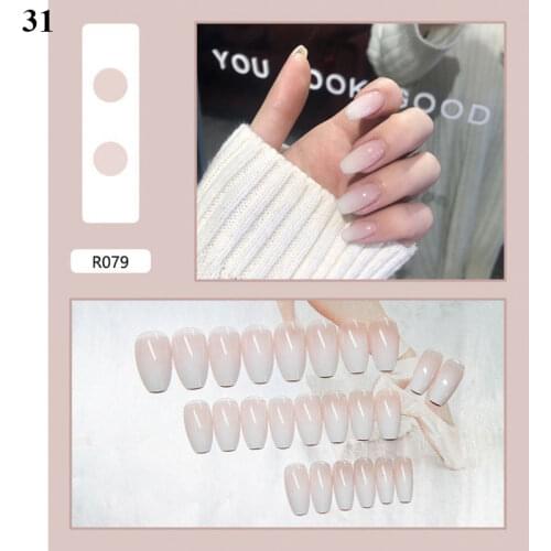 24Pcs Middle Length Fake Nails Hit Color False Nails Tips False Nails With Glue Press On Nails Nail Art Decoration for Manicure